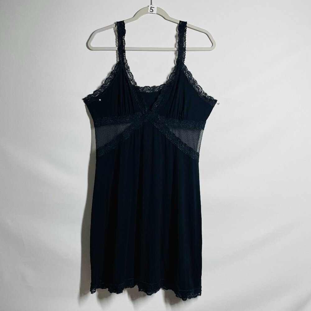 Unbranded Black Chemise Lace Mesh Detail Sleeveless Nightgown Sleep Dress S